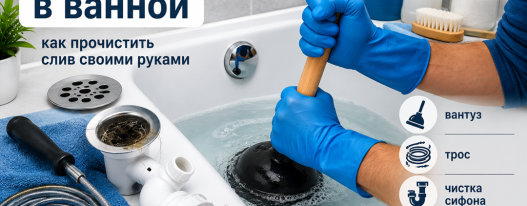 Устранение засора в ванной: как быстро прочистить слив своими руками
